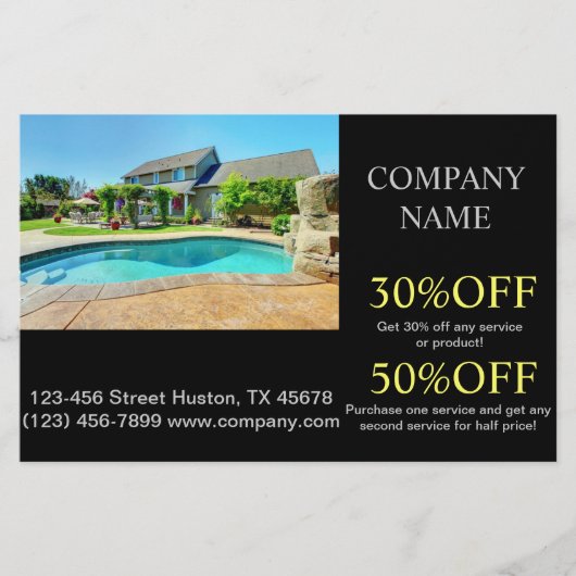 makelaar voor woningverbouwing zwembadonderhoud flyer (Voorkant)