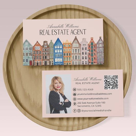 Makelaar Waterverf Huizen QR Code Visitekaartje