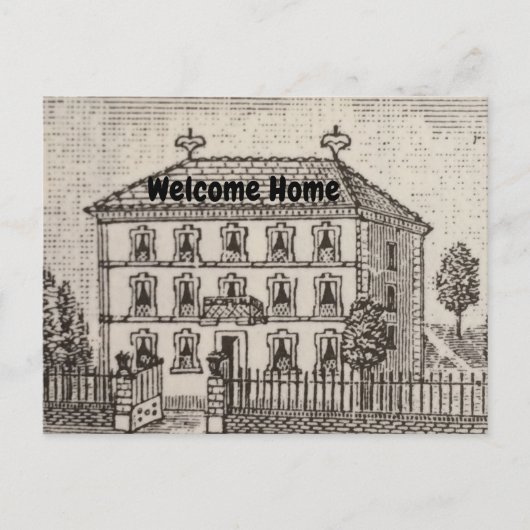 Makelaar Welkom Thuis Vintage Huis Briefkaart (Voorkant)