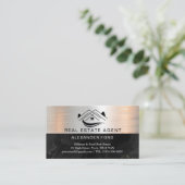 Makelaar zilver Metallic Gold Marmer Visitekaartje (Staand voorkant)