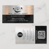 Makelaar zilver Metallic Gold Marmer Visitekaartje (Voorkant / Achterkant)