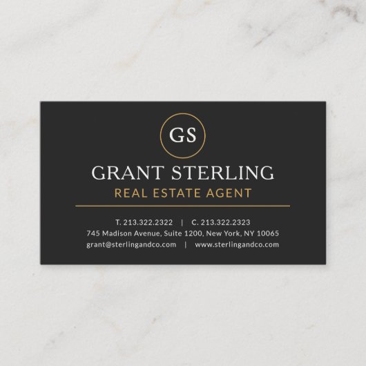 Makelaar Zwart Goud Luxe Modern Elegant Visitekaartje (Voorkant)