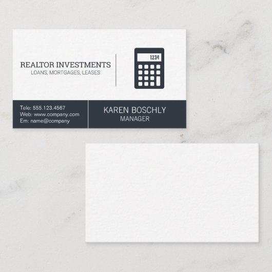 makelaardij | Vastgoedbeheer | Financiën Visitekaartje (Voorkant / Achterkant)