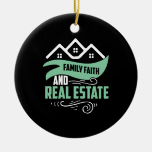 makelaarscadeau Familie geloof en onroerend goed Keramisch Ornament