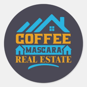 makelaarscadeau Koffie Mascara Vastgoed Ronde Sticker