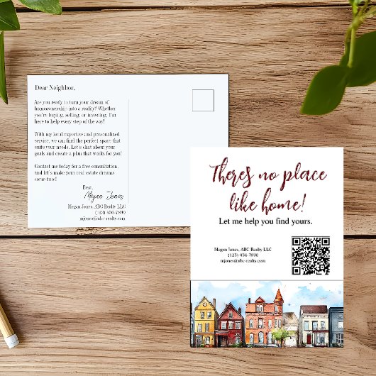 Makelaarspostkaart voor marketing van onroerend go briefkaart