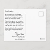 Makelaarspostkaart voor marketing van onroerend go briefkaart (Achterkant)