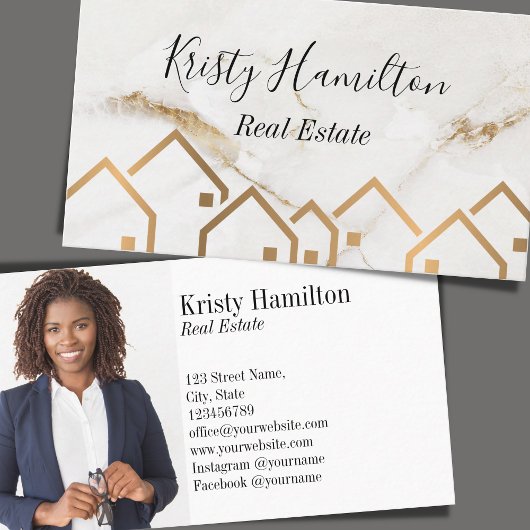 makelaarster voor onroerend goed visitekaartje
