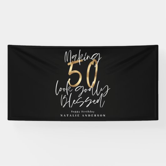 Maken 50 kijken goddelijk gezegend verjaardag spandoek (Horizontaal)