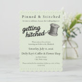 Maken van 'Getting Hitched' Naai Bruiloftsshower U Kaart (Staand voorkant)