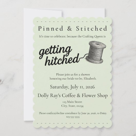 Maken van 'Getting Hitched' Naai Bruiloftsshower U Kaart (Voorkant)