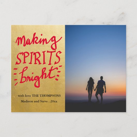 Maken van spirits Bright Red Script Gold Foil | Fo Briefkaart (Voorkant)