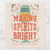 Maken van spirits met heldere kerstkaart wijn etiket (Enkel label)