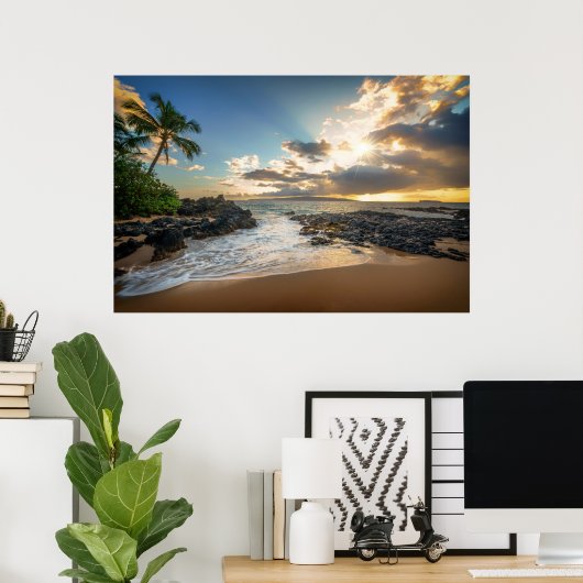 Makena Beach Cove Sunset Poster (Thuiskantoor)