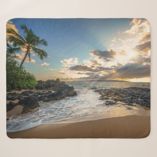 Makena Beach Cove Sunset Sherpa Deken (Voorkant (horizontaal))