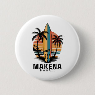 Makena Beach Hawaï surfen surfer Ronde Button 5,7 Cm