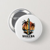 Makena Beach Hawaï surfen surfer Ronde Button 5,7 Cm (Voorkant /achterkant)