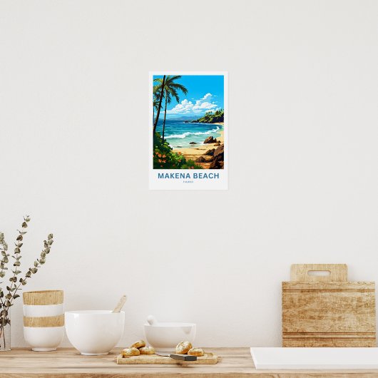Makena Beach Hawaii Reisprint Poster (Keuken)