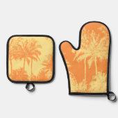 Makena Beach Hawaiian Sketchy Palmen Lemon Ovenwant & Pannenlap Set (Voorkant)