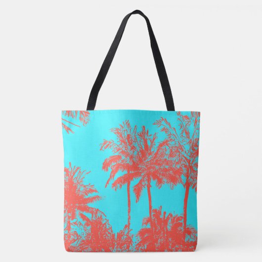 Makena Beach Hawaiian Sketchy Palms Beach Bag Tote Bag (Voorkant)