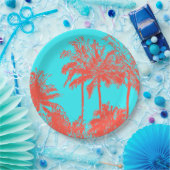 Makena Beach Hawaiian Sketchy Palms Papieren Bordje (Feest)
