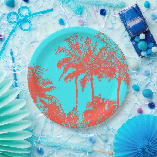 Makena Beach Hawaiian Sketchy Palms Papieren Bordje (Feest)