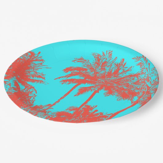 Makena Beach Hawaiian Sketchy Palms Papieren Bordje (Gekanteld)
