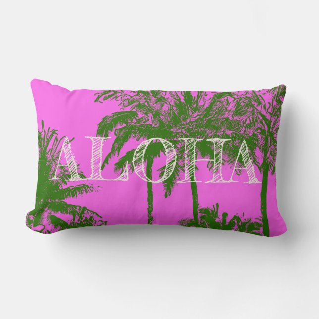 Makena Beach Hawaiian Sketchy Palms Reversible Kussen (Voorkant)