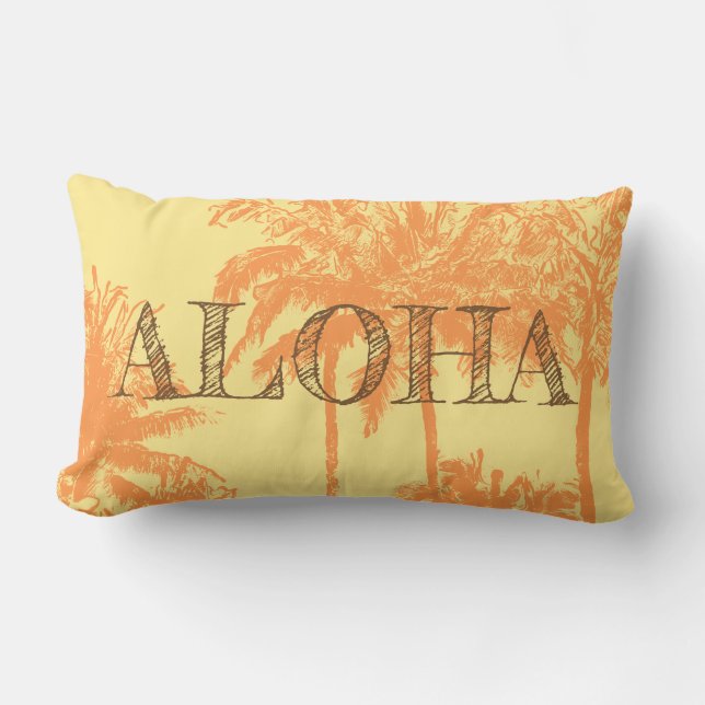 Makena Beach Hawaiian Sketchy Palms Reversible Kussen (Voorkant)