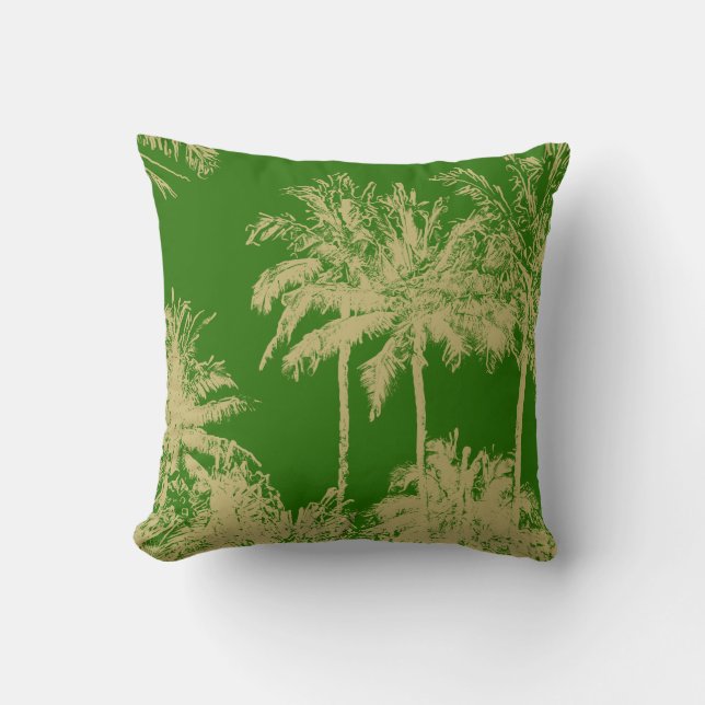 Makena Beach Hawaiian Sketchy Palms Reversible Kussen (Voorkant)