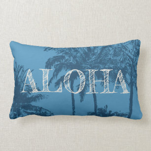 Makena Beach Hawaiian Sketchy Palms Reversible Kussen