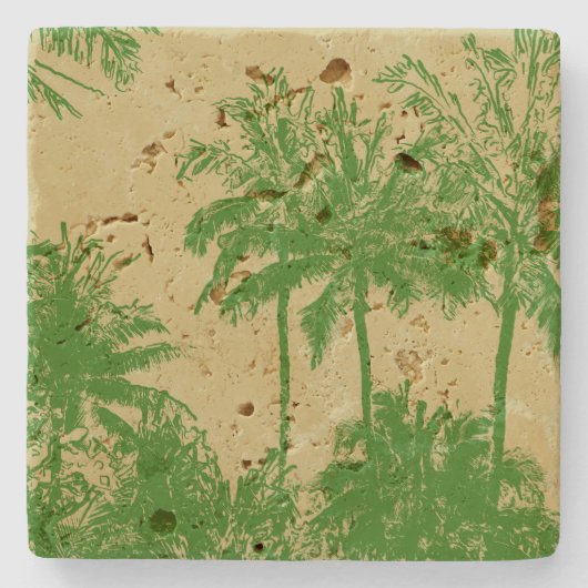 Makena Beach Hawaiian Sketchy Palms Stenen Onderzetter (Voorkant)