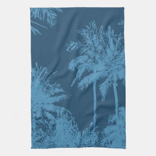 Makena Beach Hawaiian Sketchy Palms Theedoek (Verticaal)