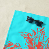 Makena Beach Hawaiian Sketchy Palms Turq Strandlaken (In situ)