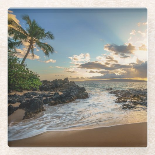 Makena Beach | Makena Cove Glazen Onderzetter (Voorkant)