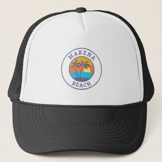 Makena Beach, Maui Faded Classic Style Trucker Pet (Voorkant)