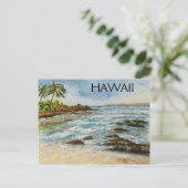 Makena Cove Hawaii Beach Waterverf Briefkaart (Staand voorkant)