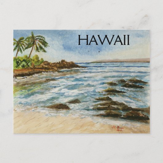 Makena Cove Hawaii Beach Waterverf Briefkaart (Voorkant)