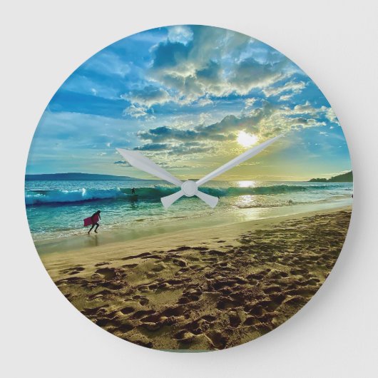Makena Dreaming - Big Beach Maui Sunset Grote Klok (Voorkant)