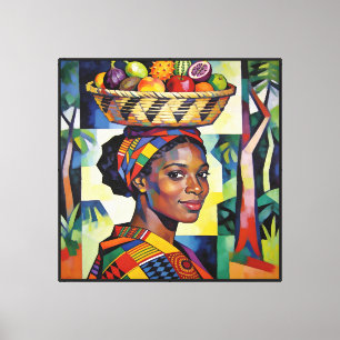 “Makena” - Geometrie van Schoonheid - Zwarte Gesch Canvas Afdruk