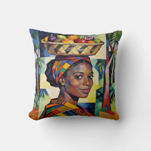 “Makena” - Geometrie van Schoonheid - Zwarte Gesch Kussen