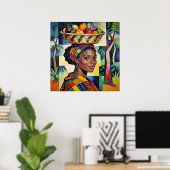 “Makena” - Geometrie van Schoonheid - Zwarte Gesch Poster (Thuiskantoor)