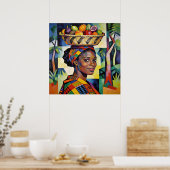 “Makena” - Geometrie van Schoonheid - Zwarte Gesch Poster (Keuken)