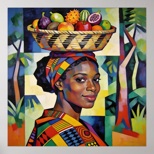 “Makena” - Geometrie van Schoonheid - Zwarte Gesch Poster (Voorkant)