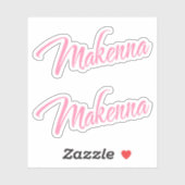 Makenna Decoratieve Naam in Roze x2 Sticker (Vel)