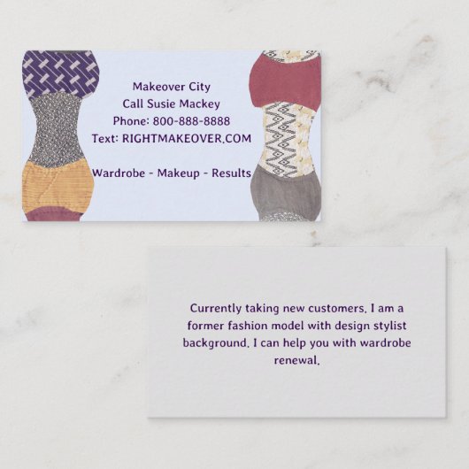 Makeover mode stijl persoonlijk ontwerp consultant visitekaartje (Voorkant / Achterkant)