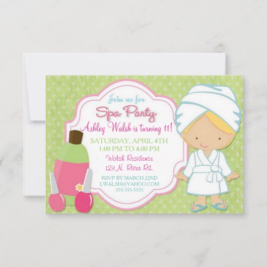 Makeover Spa Party Kaart (Voorkant)