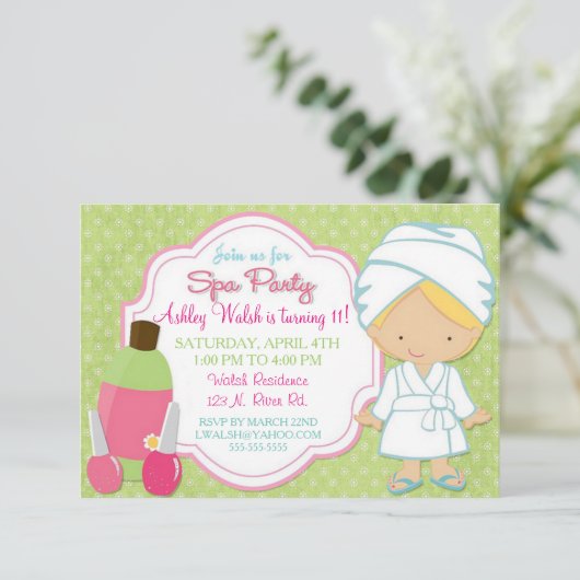 Makeover Spa Party Kaart (Staand voorkant)