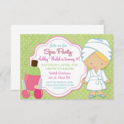 Makeover Spa Party Kaart (Voorkant / Achterkant)