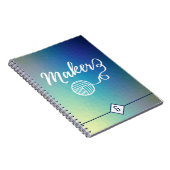 Maker maakt monogram blauw verloop geometrisch notitieboek (Rechterzijde)